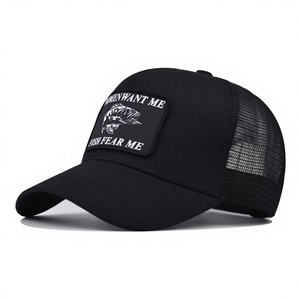 Nouvelle casquette de baseball transfrontalière en maille brodée motif poisson, 6 panneaux, réglable, unisexe, style Hip-Hop, personnalisable avec correspondance de couleurs - Product Image 1