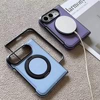 Étui en cuir de luxe avec support magnétique pour iPhone Duo 18, support à anneau pliable, finition mate, protection antichoc douce