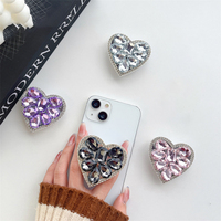Accessoires de luxe pour téléphone portable : Support de téléphone portable pliable et plat pour fille, avec strass et poignée diamantée