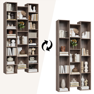 Bibliothèque en bois moderne <span class=keywords><strong>de</strong></span> 71,3''H, étagères <span class=keywords><strong>de</strong></span> <span class=keywords><strong>rangement</strong></span> multimédia pour la maison, le bureau et le salon - Product Image 6