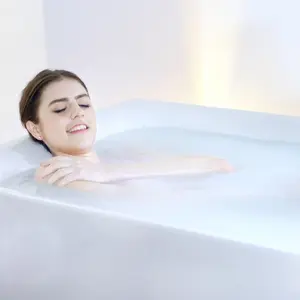 New Design Faucet Free All In One Freestanding Bubble Massage Bathtub With Central Light