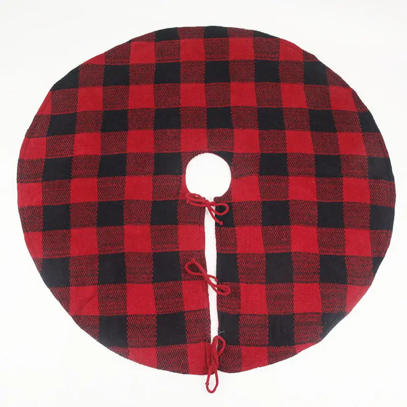 Private label red and black plaid Christmas tree skirt home accessories 21 decoration