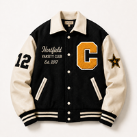 Veste universitaire personnalisée pour équipe, en laine avec manches en PU, manteau de baseball unisexe, numéro personnalisé, patch chenille, OEM ODM pour équipe universitaire