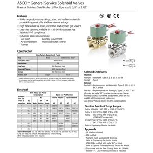 خدمة عامة جديدة من إيمرسون أسكو ، أجساد نحاسية أو من الفولاذ المقاوم للصدأ. تشغيل تجريبي. - Product Image 2