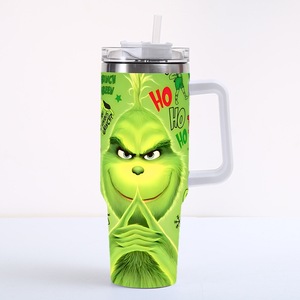 Nuevo Termo de Acero Inoxidable con Aislamiento al Vacío, Diseño Navideño de <span class=keywords><strong>Grinch</strong></span>, 40 oz, para Viajes, Conservación de Bebidas Frías, con Asa - Product Image 2