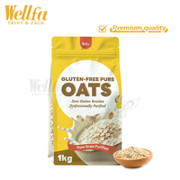 Sachet personnalisé imprimé de haute qualité en PE de qualité alimentaire refermable à fond plat pour muesli petit-déjeuner sain avec fenêtre transparente