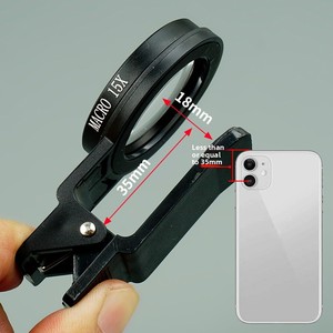 <span class=keywords><strong>Loupe</strong></span> Macro HD Noire Légère avec Clip pour Téléphone Portable, Verre Grossissant <span class=keywords><strong>Photo</strong></span> 10x/15x/20x/30x - Product Image 3