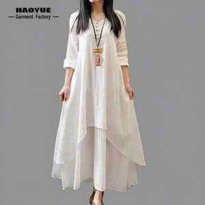 Custom New Design Womens <strong>Linen</strong> <strong>Dress</strong> Loose <strong>Long</strong> <strong>Sleeve</strong> Cotton <strong>Linen</strong> Casual <strong>Dresses</strong> for Women - Product Image 1