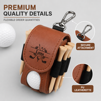 Porte-balles de golf en similicuir gravable au laser avec 5 tees en bois, sac de golf en cuir PU personnalisé, accessoire de ceinture pour golfeur, vente en gros