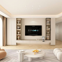 Meuble TV en bois contemporain avec vitrine et armoires de rangement, design minimaliste, salon, meubles de maison, meuble de rangement TV
