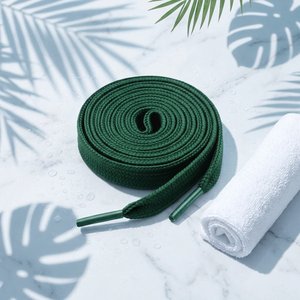 Athletic Flat Polyester Shoelaces for <b>Boots</b> Dark Green - Product Image 3