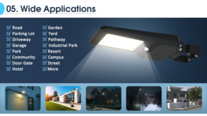 Lampadaire solaire LED 20W IP65 en alliage d'aluminium, CCT optionnel, panneau solaire efficace pour l'éclairage routier extérieur - Product Image 6