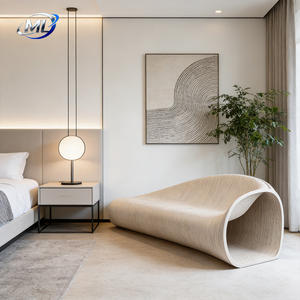 Chaises et tabourets modernes en bois massif découpés sur mesure par CNC pour centres commerciaux et hôtels, avec dossier, durables et artistiques, pour les zones d'attente - Product Image 4