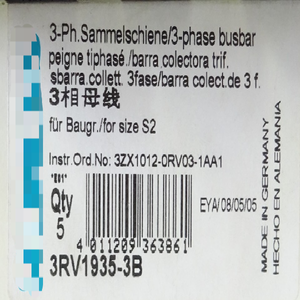 5x <span class=keywords><strong>3</strong></span>-fasen railbus 3RV1935-3B <span class=keywords><strong>3</strong></span>-fasen railbus 75 mm maat S2 (5 stuks) - Product Image 1