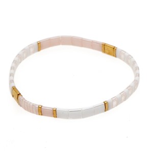 Go2boho Pulsera Miyuki para hombre joyería elástica con cuentas de Tila bohemia - Product Image 1
