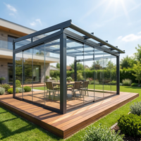 Véranda extérieure résidentielle moderne en aluminium à rupture de pont thermique préfabriquée toutes saisons avec toit rétractable motorisé et étanche