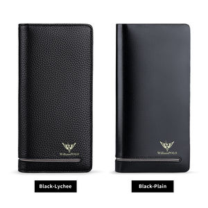 WILLIAMPOLO Bovini <span class=keywords><strong>In</strong></span> <span class=keywords><strong>Pelle</strong></span> Zip Lunga Del Raccoglitore Degli Uomini della Gioventù di Affari Del Raccoglitore Del Raccoglitore Della Frizione Del Sacchetto degli uomini di Sacchetto Del Telefono - Product Image 2