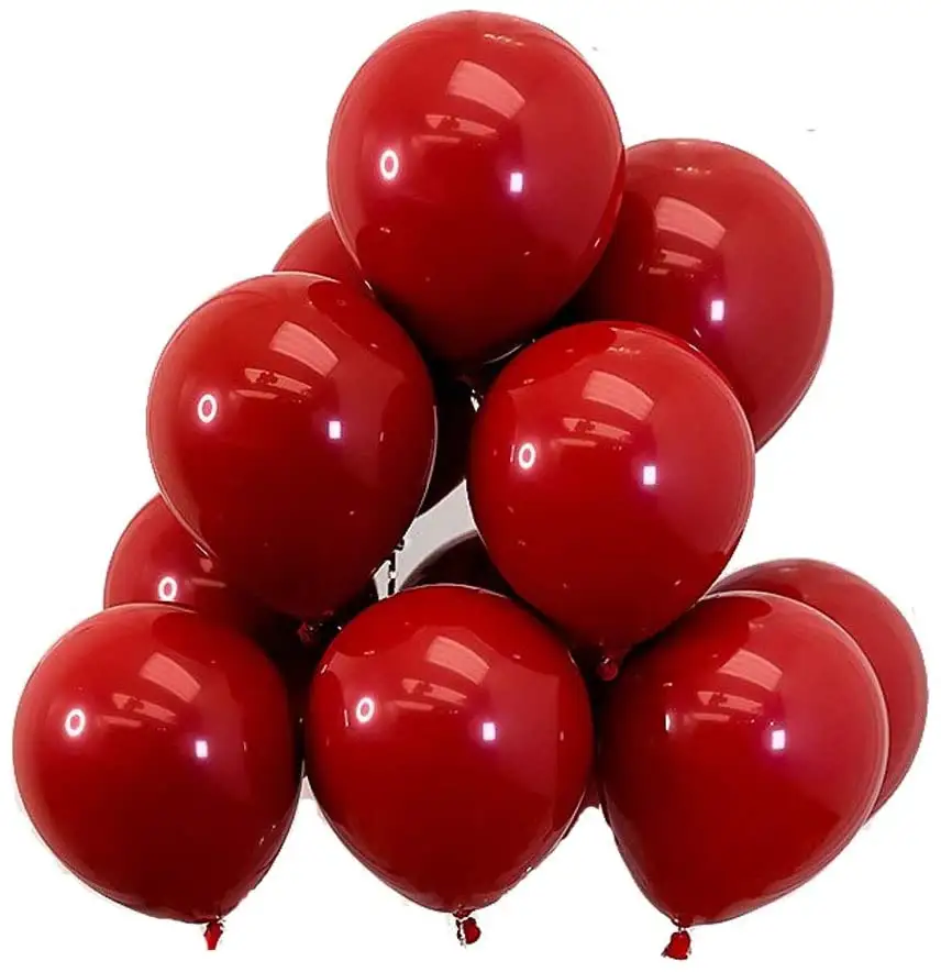 Balon merah delima 10 inci balon lateks merah & hitam boneka ganda untuk dekorasi pesta pernikahan Hari Valentine pertunangan