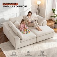 Canapé modulaire sectionnel sans structure 110 pouces, design italien, éco-responsable, canapé nuage à assise profonde en chenille, pour le sol