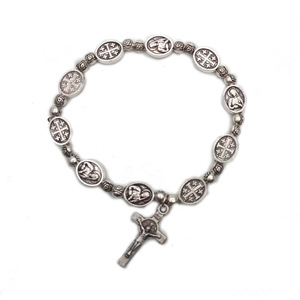 Suministros Religiosos Católicos, <span class=keywords><strong>Rosario</strong></span> de Cuentas de Rosa de la Virgen <span class=keywords><strong>María</strong></span> para Niños, Pulsera de Cruz, Joyería Elástica para la Mano, Aniversario - Product Image 4