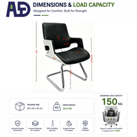 Fauteuil de réunion ergonomique en cuir avec coussin épais, base chromée, réglable, pour bureau, salon ou hôtel