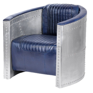Sillón de Aviador de Cuero Genuino Vintage a Precio de Fábrica al por Mayor, Inspirado en la Aviación, para Vestíbulo de Hotel, Hecho de Madera y Metal - Product Image 6