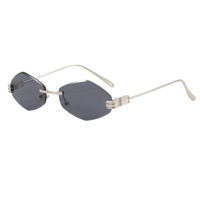 Nouvelles Lunettes de Soleil Métalliques Sans Monture Style Instagram Européen-Américain 2026, Forme Diamant Tendance, Protection UV400