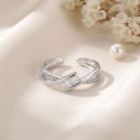 Bague torsadée double ouverte ZG tendance, géométrique carrée, pavée de zircone cubique, en laiton, réglable, bijoux de mode