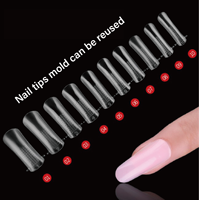 En gros, Moules carrés français pour nail art en plastique acrylique solide, pour extension de gel, couverture complète, réutilisables, pour faux ongles