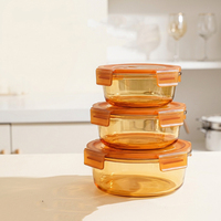 Conteneur de stockage alimentaire en verre borosilicate ambré réutilisable, ensemble de boîtes à lunch pour la préparation des repas avec couvercles hermétiques, bol de stockage