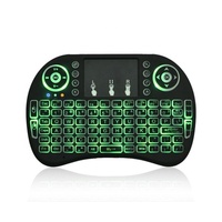 Clavier miniature I8 rétroéclairé 7 couleurs, batterie rechargeable, télécommande intelligente, souris sans fil 2,4G, clavier arabe russe pour boîtier TV