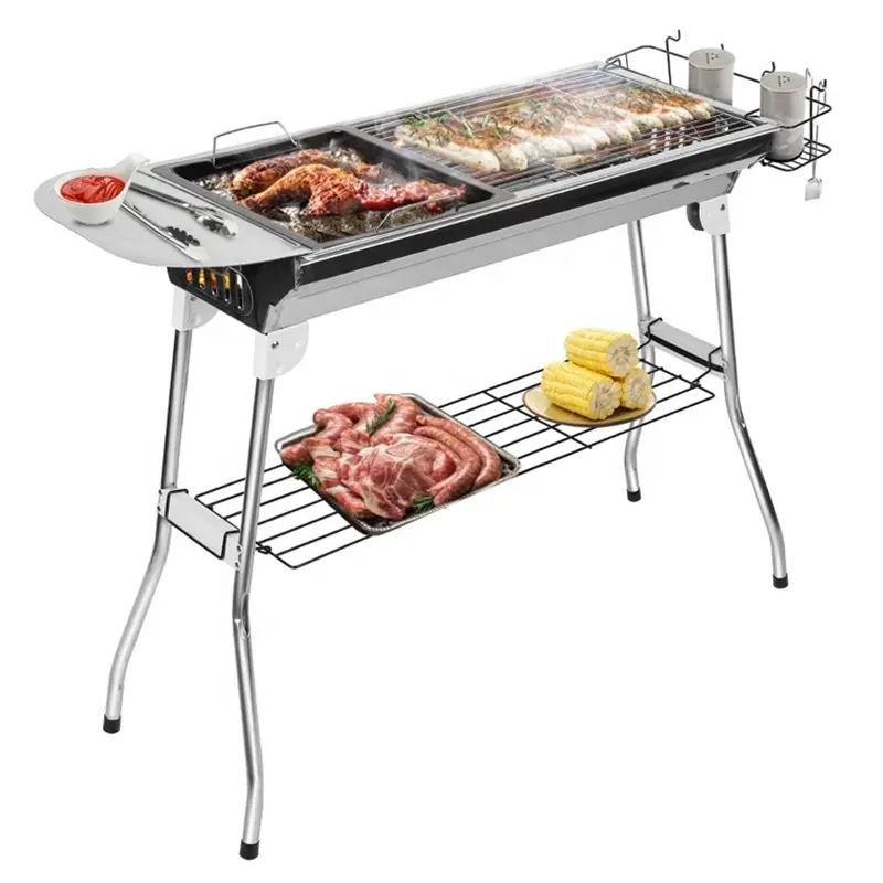 Piegare griglia piatta per Barbecue Design moderno di alta qualità semplice in acciaio inox Barbecue pieghevole germania campeggio griglia portatile