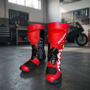 Bottes de moto pour homme, rouge et noir, mi-mollet, fermeture éclair, semelle extérieure en caoutchouc résistante à l'abrasion, semelle intermédiaire en EVA - Product Image 3