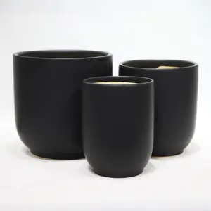 Vasos de flores pretos foscos decoração média 336C-MB