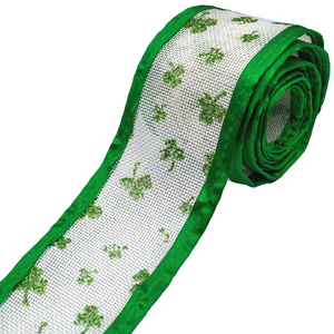 Gordon Tùy Chỉnh Dây Ribbon 63 Mm Bốn Lá Clover Thiết Kế 2.5 "Có Dây Ribbon Với Flora In Vòng Hoa Gói Băng Vòng Hoa Vòng Hoa - Product Image 5