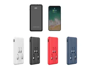 2021 new design comes with cable four-in-one wired power bank portable compact power bank can be customized logo5000-10000Mah