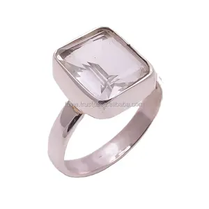 Cincin kristal batu permata alami grosir cincin perak halus perhiasan buatan tangan India 925 sterling silver cincin pemasok