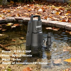 Pompe de puisard portable avec interrupteur à flotteur intégré Pompe submersible de jardin pour baignoire de piscine Étang de jardin Drainage de sous-sol inondé - Product Image 3