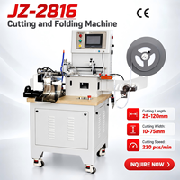 Machine de découpe et de pliage d'étiquettes à grande vitesse JZ-2816, 230 pièces/min pour étiquettes tissées de vêtements, avec 1 an de garantie