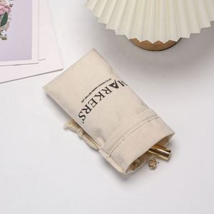 Sacs d'emballage en coton de couleur naturelle personnalisés, pochettes cadeaux en coton mousseline pour bouteilles - Product Image 5