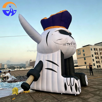 Arche Gonflable Crâne d'Halloween Modèle Tunnel Capitaine Pirate Thème Horreur avec Ventilateur Intégré Accessoire de Décoration pour Activités Publicitaires