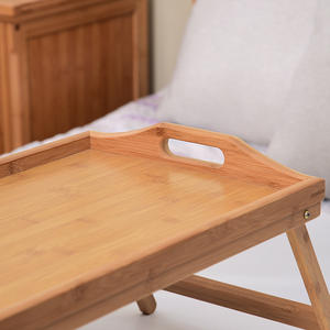 Table pliante multifonctionnelle portable en bambou avec poignée, <span class=keywords><strong>pieds</strong></span> et <span class=keywords><strong>plateau</strong></span> repas - Product Image 4