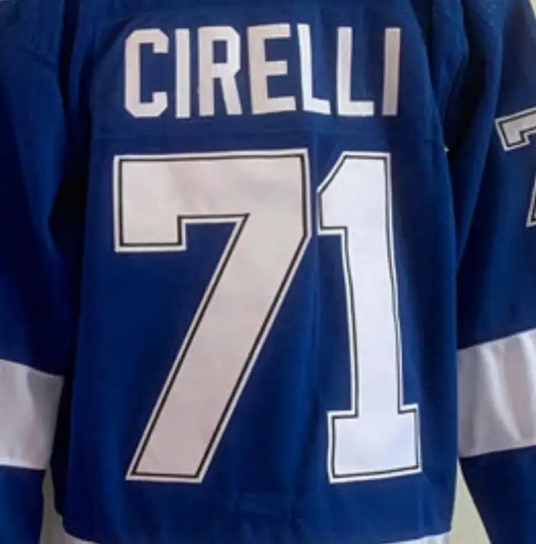 Fabrik benutzer definierte Tampa Bay Anthony Cirelli Blue Home Beste Qualität genäht National Hockey Jersey