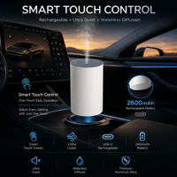 Diffuseur d'huiles essentielles sans eau pour voiture, à piles, nébuliseur mini portable rechargeable, technologie Venturi, 3 usages domestiques