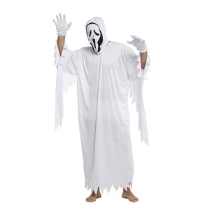 Disfraz de Halloween para Hombre Adulto, Traje de Fantasma, Túnica Blanca, Mono con Capucha, Vestido de Personaje de Estilo Gótico Victoriano para Esqueleto de TV - Product Image 2
