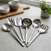Ensemble de cuillères de service en acier inoxydable pour la cuisine, cuillères à long manche pour la cuisson, le service de soupes, desserts, café, vaisselle de restaurant