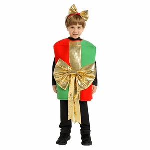 Costume de Noël pour enfants, rouge, vert, or, avec nœud, tenue de fête, tenue de spectacle - Product Image 1