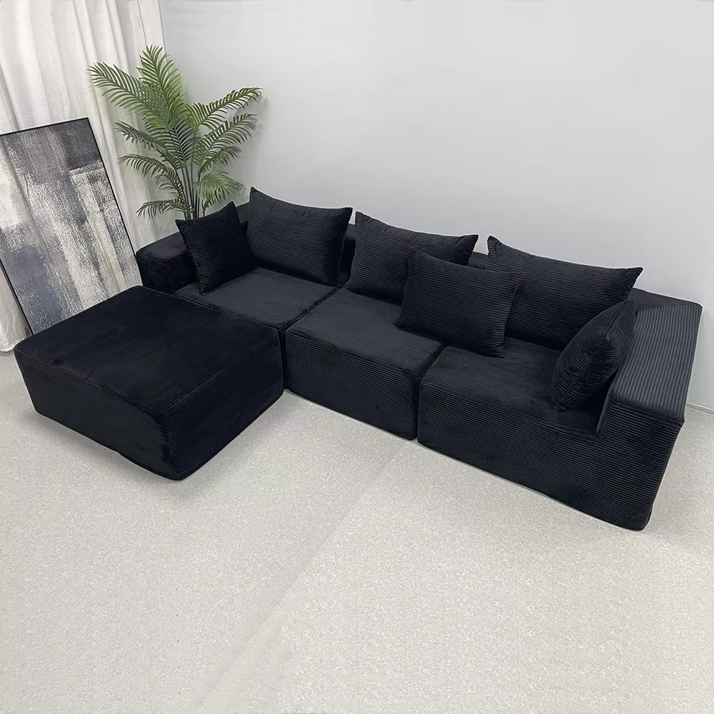 Tissu velours côtelé 1 cm, éponge dense 28, 5 oreillers