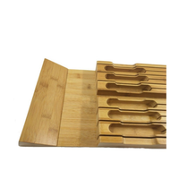 Organisateur de couteaux en bambou pour tiroir, support à couteaux en bois naturel avec fentes pour couteaux de chef, couteaux à éplucher et couteaux utilitaires, gain de place