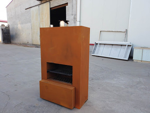 Brasero extérieur autoportant en acier Corten pour bois, type cheminée - Product Image 2
